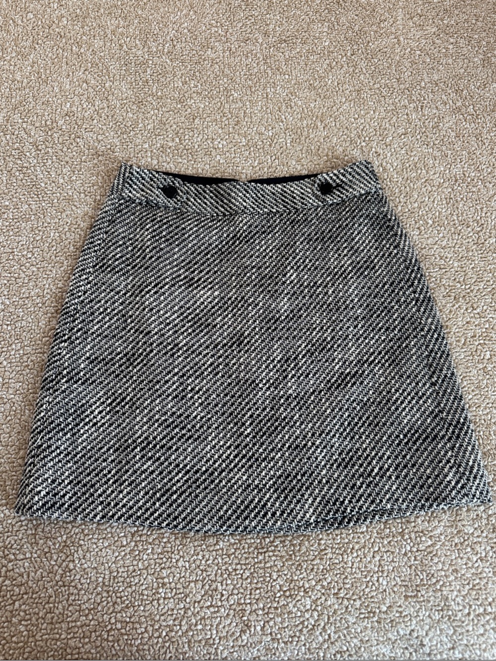 LOFT Black and White A-Line Mini Skirt
